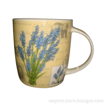 Fine China Mugs with Lavender, Stamp Design, Available in Volume of 12oz